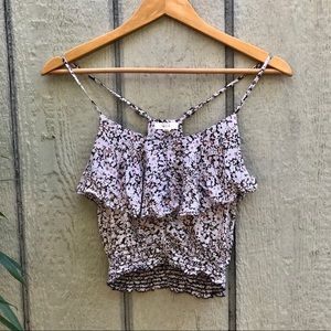 mine ruffled floral print cropped tank top blouse
